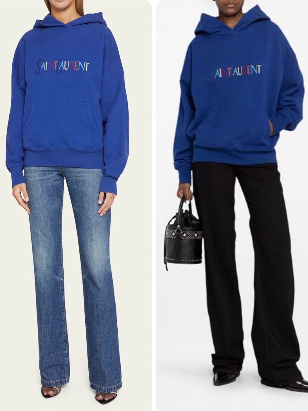 Saint Laurent YSL color logo oversized hoodie sweatshirt XS